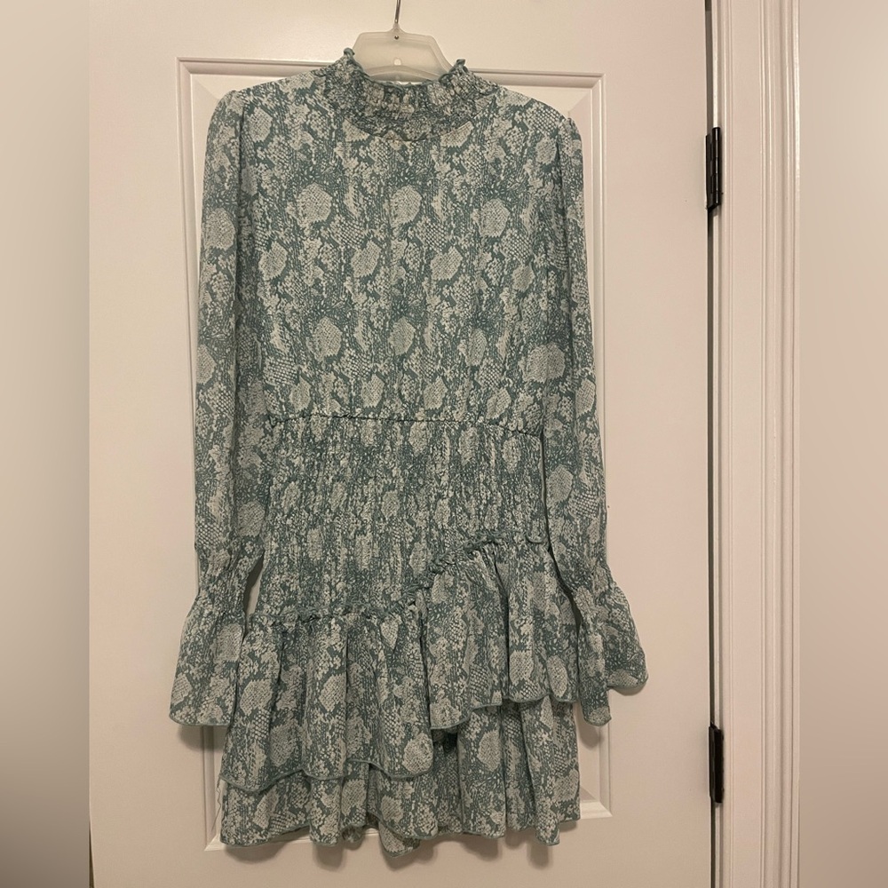 Green snakeskin dress.